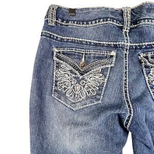 Nine West Annette Bling Blue Jeans Date Night Fit Capri Mid-Rise Thick Stitch 10